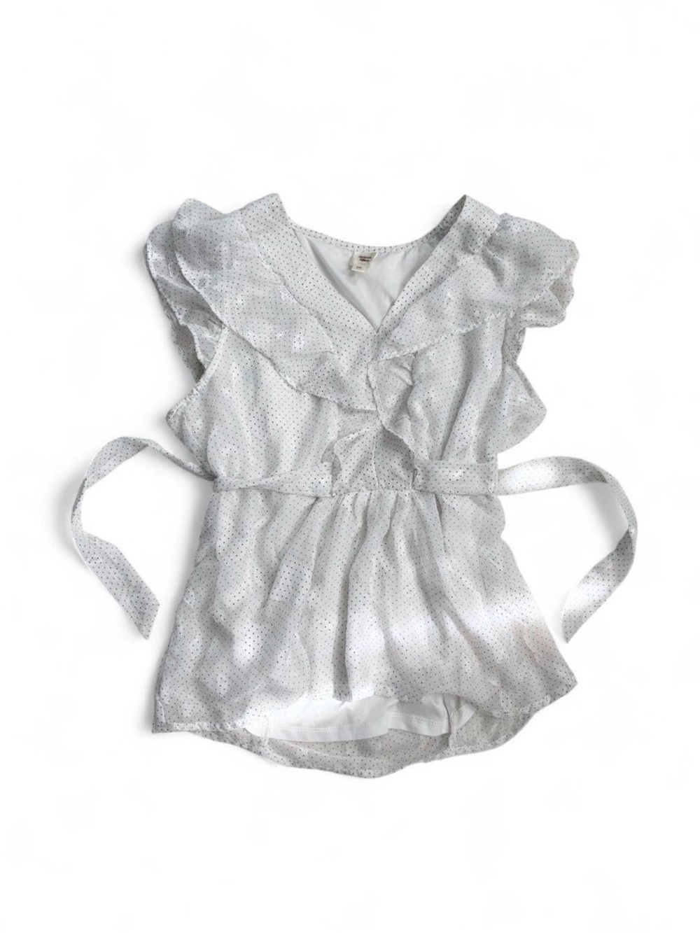 vintage white polka dot tie babydoll top